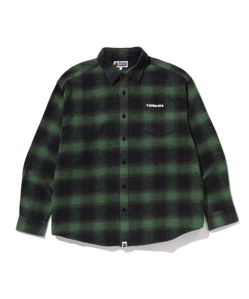 A BATHING APE（アベイシングエイプ）の「A BATHING APE LOGO OMBRE CHECK FLANNEL LS SHIRT（シャツ/ブラウス・メンズ・グリーン/レッド/ベージュ・LARGE/MEDIUM/XX-LARGE/SMALL/X-LARGE）」の3枚目の写真