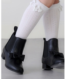 リボン　サイドゴアブーツ