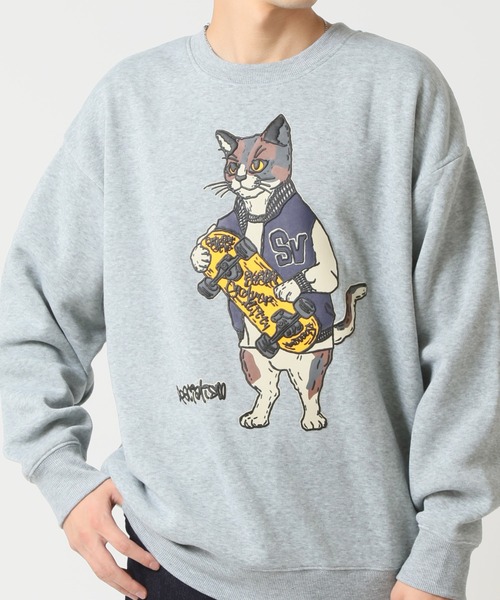 ARCADE（アーケード）の「暖かい裏起毛 猫 キャッツ スウェットトレーナー / ハードロックバンド スケーター ゆるかわ BEAUMERE（スウェット・メンズ・ブラック系1/ブラック系3/グレー系1/ホワイト系1/ホワイト系2/グレー系2/ホワイト系3/ブラック系2/ブラウン系3・M/L/LL）」の7枚目の写真