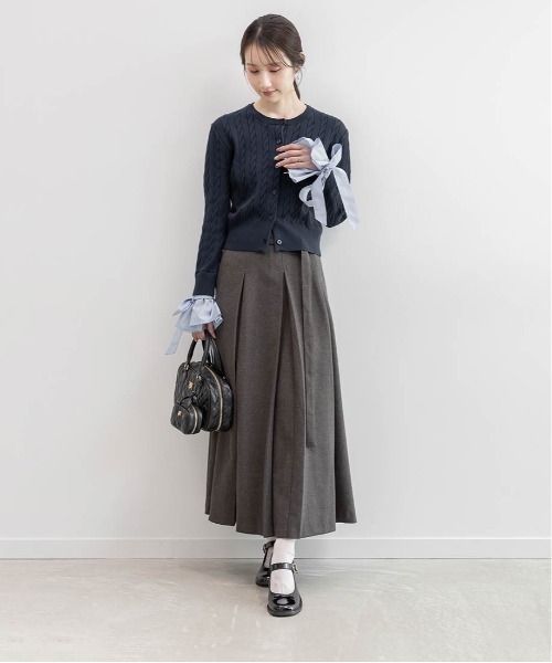 RANDA（ランダ）の「2WAY シャツドッキングレイヤードニット（カーディガン/ボレロ・レディース・キャメル/ネイビー/グレー・FREE）」の7枚目の写真