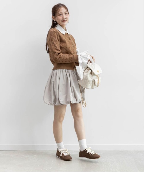 RANDA（ランダ）の「2WAY シャツドッキングレイヤードニット（カーディガン/ボレロ・レディース・キャメル/ネイビー/グレー・FREE）」の10枚目の写真