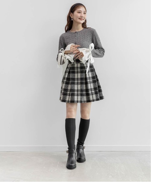 RANDA（ランダ）の「2WAY シャツドッキングレイヤードニット（カーディガン/ボレロ・レディース・キャメル/ネイビー/グレー・FREE）」の13枚目の写真