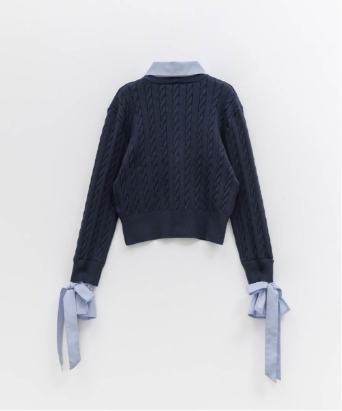 RANDA（ランダ）の「2WAY シャツドッキングレイヤードニット（カーディガン/ボレロ・レディース・キャメル/ネイビー/グレー・FREE）」の15枚目の写真