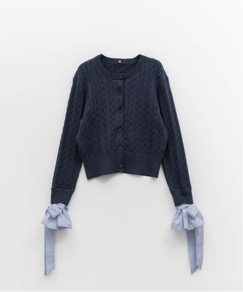 RANDA（ランダ）の「2WAY シャツドッキングレイヤードニット（カーディガン/ボレロ・レディース・キャメル/ネイビー/グレー・FREE）」の16枚目の写真