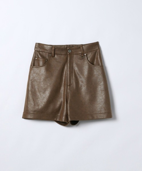 JEANASIS（ジーナシス）の「ヴィンテージレザーライクショートパンツ/606131（その他パンツ・レディース・ブラック/ブラウン・MEDIUM/SMALL）」の2枚目の写真
