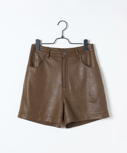 JEANASIS（ジーナシス）の「ヴィンテージレザーライクショートパンツ/606131（その他パンツ・レディース・ブラック/ブラウン・MEDIUM/SMALL）」の3枚目の写真