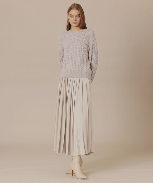 MACKINTOSH LONDON（マッキントッシュ ロンドン）の「【婦人画報11月号掲載】ブリリアントニットケーブルプルオーバー（ニット/セーター・レディース・オフホワイト/ワイン/グレー系その他/ネイビー・38）」の15枚目の写真