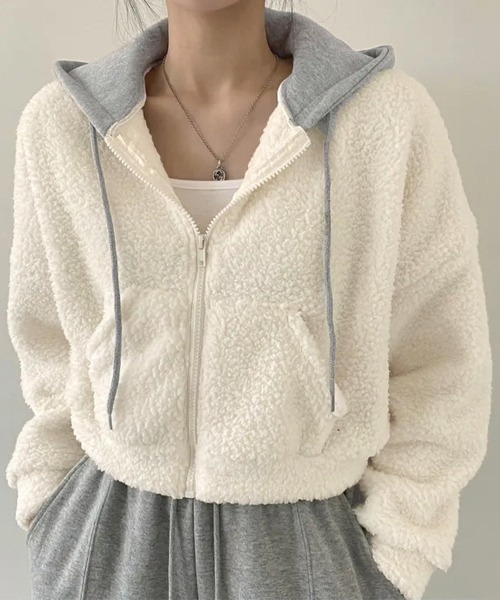 Miniministore(ミニミニストア)の「暖かいボアパーカー ジップアップブルゾン(パーカー・レディース・ブラック/アイボリー・FREE)」の18枚目の写真