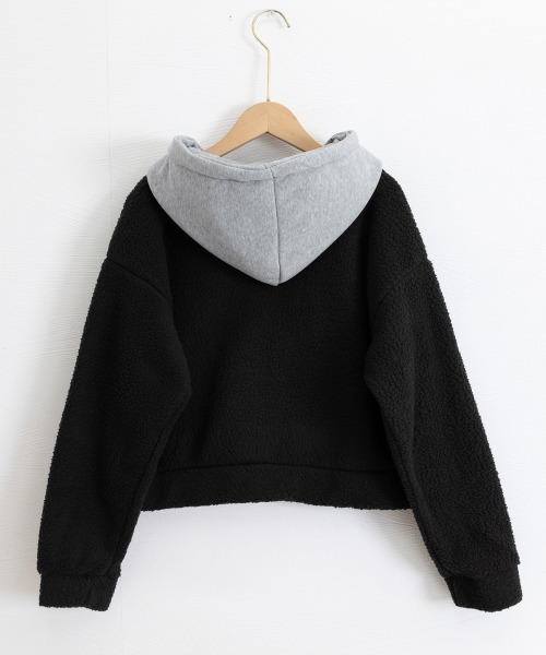 Miniministore(ミニミニストア)の「暖かいボアパーカー ジップアップブルゾン(パーカー・レディース・ブラック/アイボリー・FREE)」の8枚目の写真