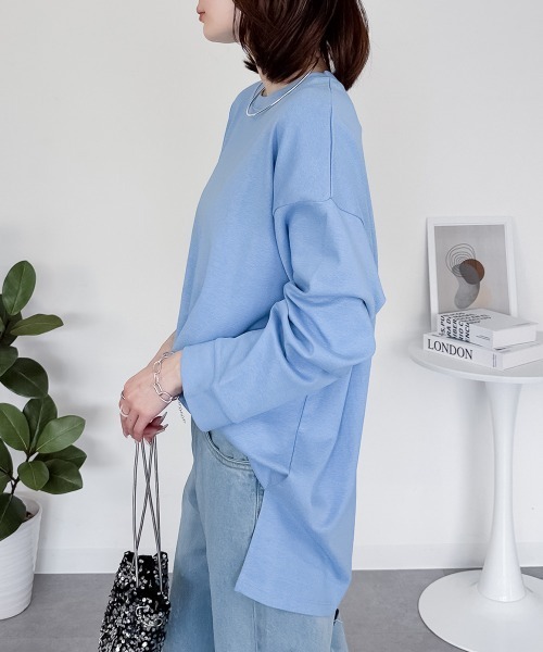 RCD(アールシーディー)の「【レイヤードでも大活躍!】ドルマンスリーブテールカットワイドロングカットソー(Tシャツ/カットソー・レディース・ピンクベージュ/グレイッシュベージュ/カーキ/ブラック/オフホワイト/サックスブルー/ベビーピンク・FREE)」の14枚目の写真