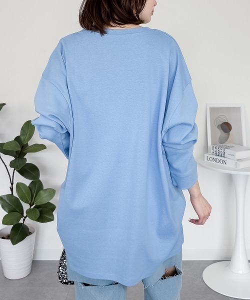 RCD(アールシーディー)の「【レイヤードでも大活躍!】ドルマンスリーブテールカットワイドロングカットソー(Tシャツ/カットソー・レディース・ピンクベージュ/グレイッシュベージュ/カーキ/ブラック/オフホワイト/サックスブルー/ベビーピンク・FREE)」の15枚目の写真