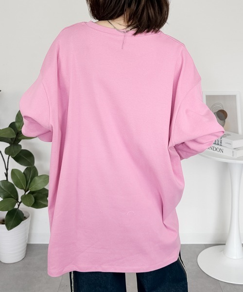 RCD(アールシーディー)の「【レイヤードでも大活躍!】ドルマンスリーブテールカットワイドロングカットソー(Tシャツ/カットソー・レディース・ピンクベージュ/グレイッシュベージュ/カーキ/ブラック/オフホワイト/サックスブルー/ベビーピンク・FREE)」の9枚目の写真