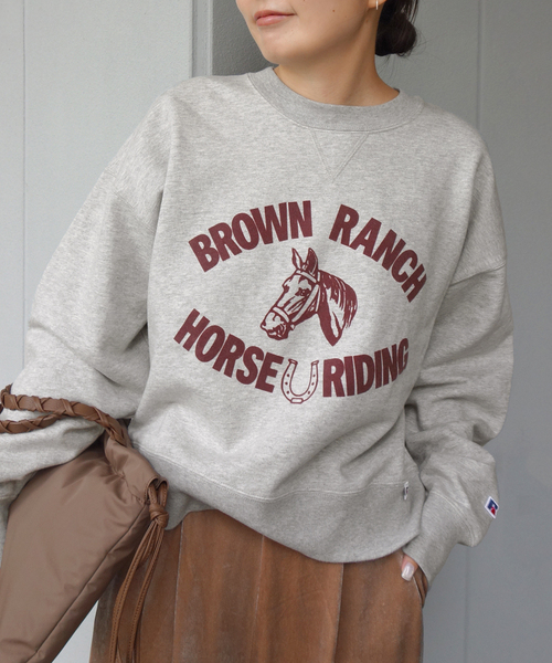 Russell Athletic(ラッセルアスレティック)の「RUSSELL ATHLETIC/ラッセルアスレチック ロゴスウェット RCW-25717(スウェット・レディース・チャコールグレー/ネイビー・FREE)」の1枚目の写真