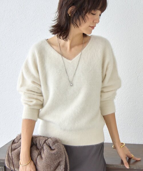 RIVE DROITE（リヴドロワ）の「【最高気温10度の寒い日に！/リバイバル】ファーヤーン2WAYニット（ニット/セーター・レディース・ダークブラウン/ミント/ホワイト系その他・FREE）」の2枚目の写真