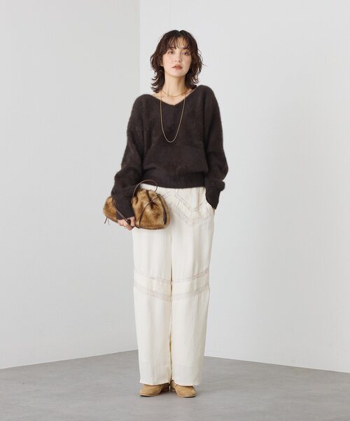 RIVE DROITE（リヴドロワ）の「【最高気温10度の寒い日に！/リバイバル】ファーヤーン2WAYニット（ニット/セーター・レディース・ダークブラウン/ミント/ホワイト系その他・FREE）」の5枚目の写真