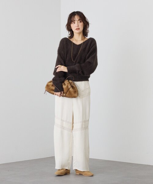 RIVE DROITE（リヴドロワ）の「【最高気温10度の寒い日に！/リバイバル】ファーヤーン2WAYニット（ニット/セーター・レディース・ダークブラウン/ミント/ホワイト系その他・FREE）」の6枚目の写真