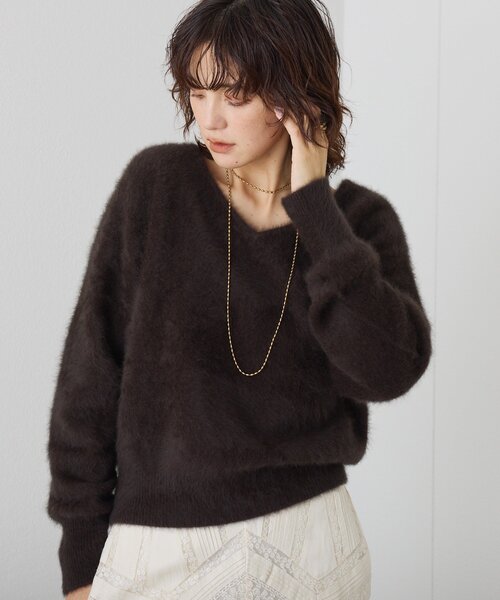 RIVE DROITE（リヴドロワ）の「【最高気温10度の寒い日に！/リバイバル】ファーヤーン2WAYニット（ニット/セーター・レディース・ダークブラウン/ミント/ホワイト系その他・FREE）」の9枚目の写真