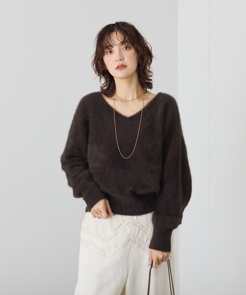 RIVE DROITE（リヴドロワ）の「【最高気温10度の寒い日に！/リバイバル】ファーヤーン2WAYニット（ニット/セーター・レディース・ダークブラウン/ミント/ホワイト系その他・FREE）」の10枚目の写真