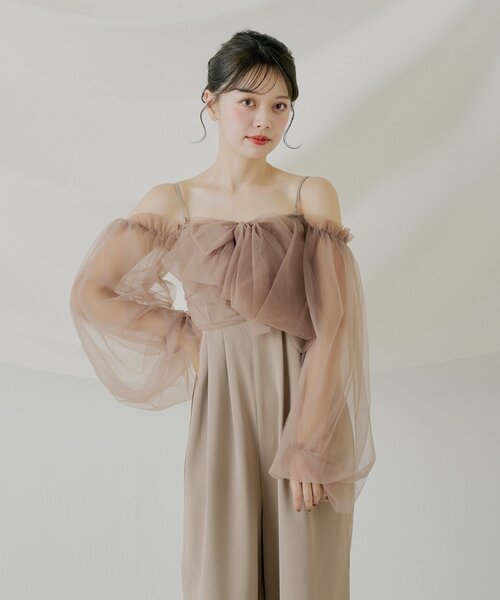 Chico（チコ）の「【SALON byChico】フロントリボンドッキングコンビネゾン/オケージョン（ドレス・レディース・ベージュ/ブラック系その他/ブラック/グレー系その他2・FREE）」の6枚目の写真