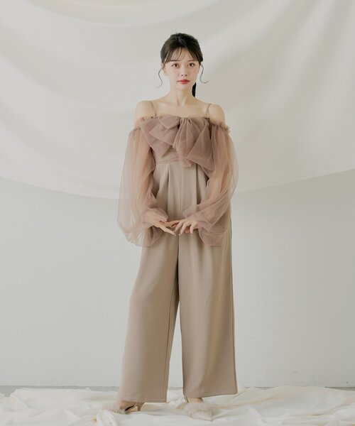 Chico（チコ）の「【SALON byChico】フロントリボンドッキングコンビネゾン/オケージョン（ドレス・レディース・ベージュ/ブラック系その他/ブラック/グレー系その他2・FREE）」の7枚目の写真