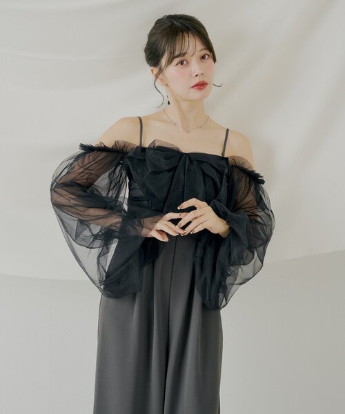 Chico（チコ）の「【SALON byChico】フロントリボンドッキングコンビネゾン/オケージョン（ドレス・レディース・ベージュ/ブラック系その他/ブラック/グレー系その他2・FREE）」の12枚目の写真