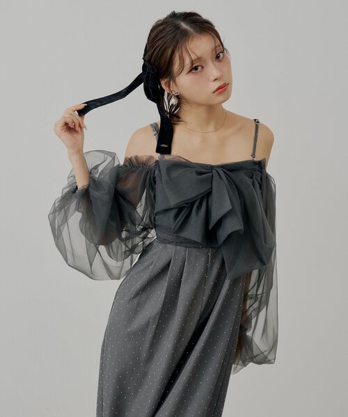 Chico（チコ）の「【SALON byChico】フロントリボンドッキングコンビネゾン/オケージョン（ドレス・レディース・ベージュ/ブラック系その他/ブラック/グレー系その他2・FREE）」の22枚目の写真