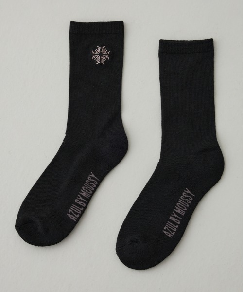 AZUL by moussy(アズールバイマウジー)の「1ポイント刺繍ロングソックス(ソックス/靴下・メンズ・ブラック/ホワイト/グレー・FREE)」の2枚目の写真