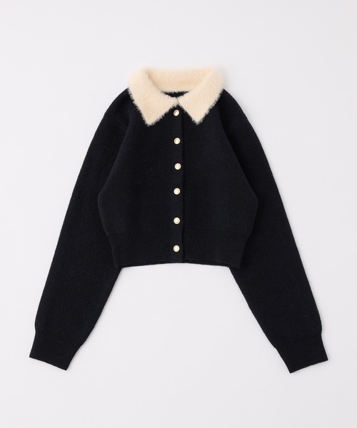 ポロ襟配色ニットカーディガン one after another NICE CLAUP ニット セーター 「新色追加」ポロ襟