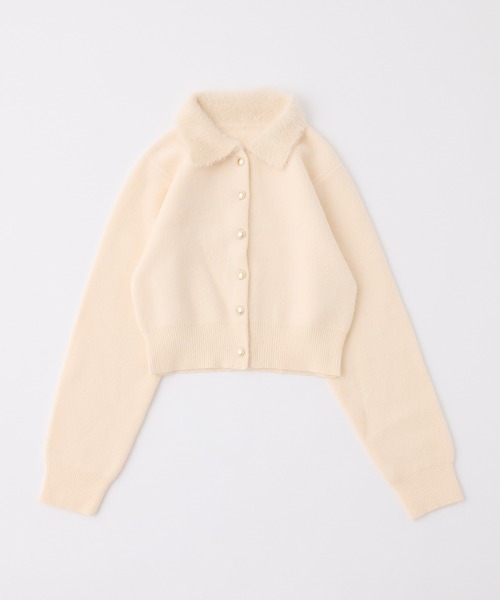 one after another NICE CLAUP（ワンアフターアナザーナイスクラップ）の「【新色追加】ポロ襟配色ニットカーディガン（ニット/セーター・レディース・ピンク/ブラウン/ブラック/アイボリー/ネイビー/ホワイト系その他/杢グレー・FREE）」の8枚目の写真