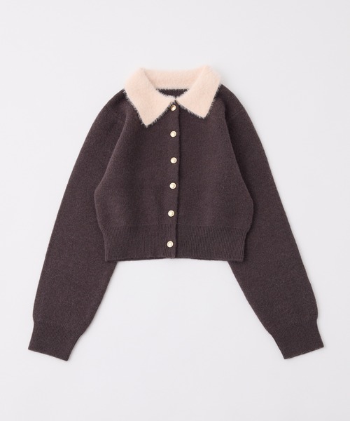 セール】【新色追加】ポロ襟配色ニットカーディガン（カーディガン