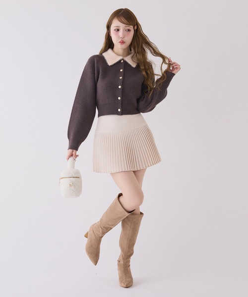 one after another NICE CLAUP（ワンアフターアナザーナイスクラップ）の「【新色追加】ポロ襟配色ニットカーディガン（ニット/セーター・レディース・ピンク/ブラウン/ブラック/アイボリー/ネイビー/ホワイト系その他/杢グレー・FREE）」の11枚目の写真