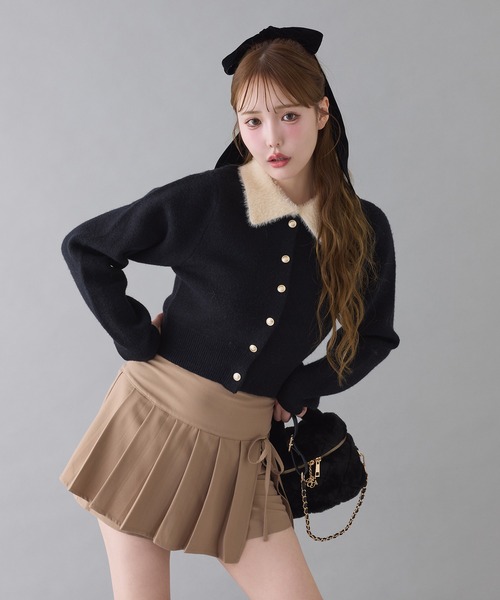 新色追加】ポロ襟配色ニットカーディガン（ニット/セーター）｜one