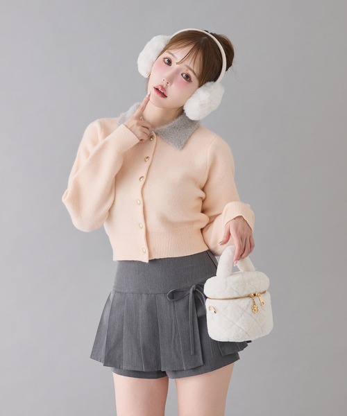 ポロ襟配色ニットカーディガン one after another NICE CLAUP ニット セーター 「新色追加」ポロ襟