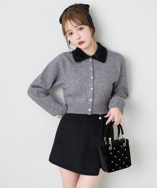 新色追加】ポロ襟配色ニットカーディガン（ニット/セーター）｜one