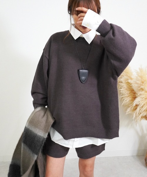 gossara(ゴサラ)の「アルパカタッチクルーネックPO(ニット/セーター・レディース・ブラウン/グレー/ベージュ/ブラック・FREE)」の1枚目の写真