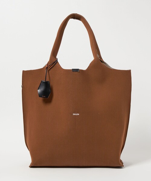 hALON（アーロン）の「＜hALON＞ストライプ ニット トートバッグL（トートバッグ・メンズ・ブラック/ブラウン系・FREE）」の2枚目の写真