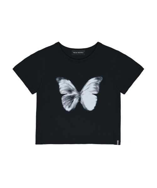 NICK&NICOLE(ニックアンドニコール)の「BUTTERFLY SOFT COLORING CROP TOP_BLACK WHITE(Tシャツ/カットソー・レディース・その他・FREE)」の5枚目の写真
