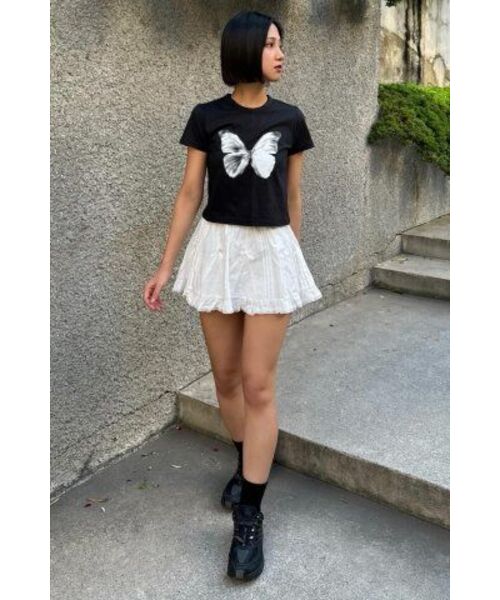 NICK&NICOLE(ニックアンドニコール)の「BUTTERFLY SOFT COLORING CROP TOP_BLACK WHITE(Tシャツ/カットソー・レディース・その他・FREE)」の7枚目の写真