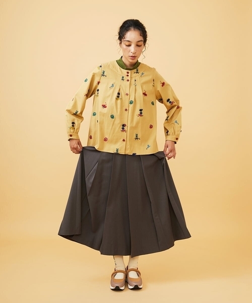 Jocomomola(ホコモモラ)の「Lunares Animales もけもけドビーブラウス(シャツ/ブラウス・レディース・ネイビー/ベージュ・40)」の11枚目の写真