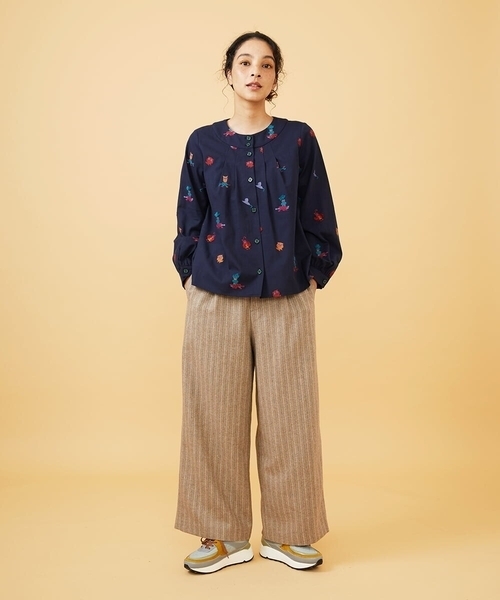 Jocomomola(ホコモモラ)の「Lunares Animales もけもけドビーブラウス(シャツ/ブラウス・レディース・ネイビー/ベージュ・40)」の17枚目の写真