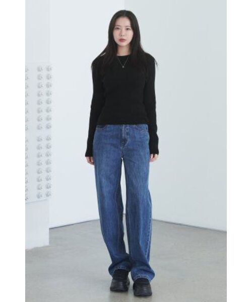 MUSINSA STANDARD WOMAN（ムシンサスタンダードウーマン）の「ウィメンズリブスリムクルーネックニット[ブラック]（ニット/セーター・レディース・その他・MEDIUM/LARGE/X-SMALL/SMALL）」の6枚目の写真