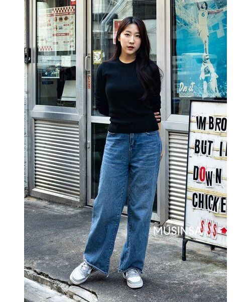 MUSINSA STANDARD WOMAN（ムシンサスタンダードウーマン）の「ウィメンズリブスリムクルーネックニット[ブラック]（ニット/セーター・レディース・その他・MEDIUM/LARGE/X-SMALL/SMALL）」の5枚目の写真