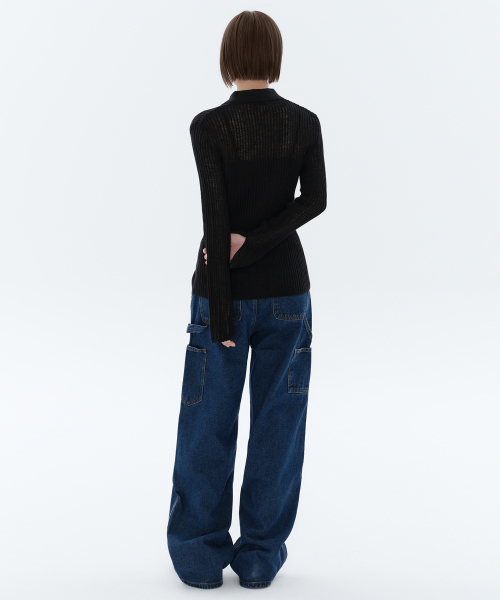 MUSINSA STANDARD WOMAN（ムシンサスタンダードウーマン）の「ウィメンズデニムワイドカーペンターパンツ[ミディアムインディゴ]（デニムパンツ・レディース・その他・26/27/28/29/30/24/25）」の3枚目の写真