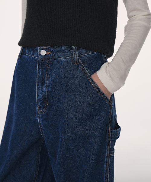 MUSINSA STANDARD WOMAN（ムシンサスタンダードウーマン）の「ウィメンズデニムワイドカーペンターパンツ[ミディアムインディゴ]（デニムパンツ・レディース・その他・26/27/28/29/30/24/25）」の5枚目の写真