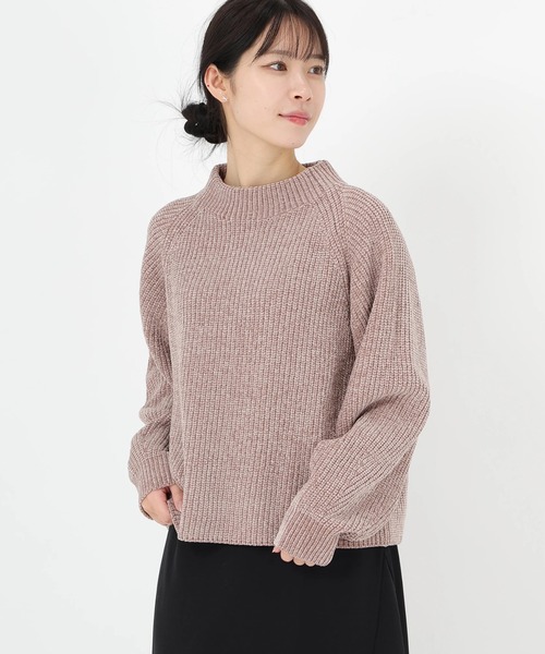 STRAWBERRY-FIELDS（ストロベリーフィールズ）の「コディシェニール_ベロアライクモックネックニット（ニット/セーター・レディース・オフホワイト/モカ/ブラック・2）」の3枚目の写真