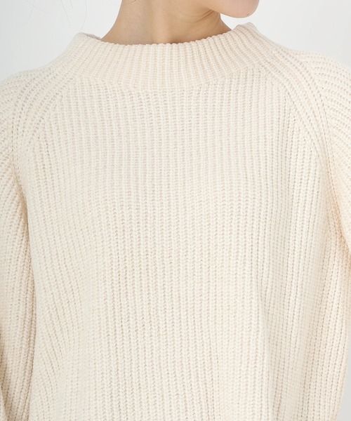 STRAWBERRY-FIELDS（ストロベリーフィールズ）の「コディシェニール_ベロアライクモックネックニット（ニット/セーター・レディース・オフホワイト/モカ/ブラック・2）」の7枚目の写真