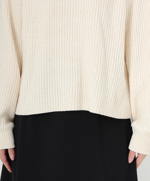STRAWBERRY-FIELDS（ストロベリーフィールズ）の「コディシェニール_ベロアライクモックネックニット（ニット/セーター・レディース・オフホワイト/モカ/ブラック・2）」の10枚目の写真