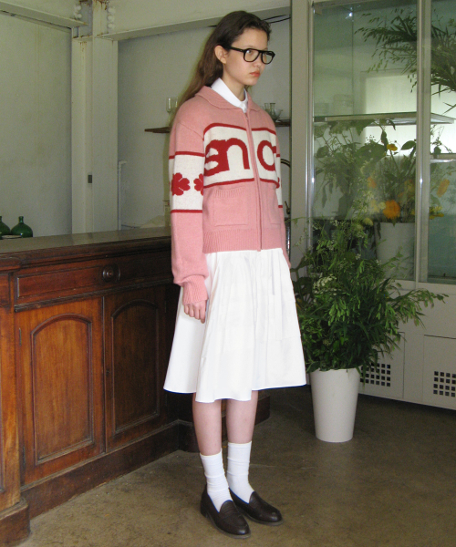 SINOON（シヌーン）の「LOGO KNIT ZIP-UP (PINK)（ニット/セーター・レディース・その他・FREE）」の2枚目の写真