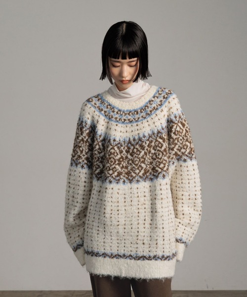 LOWRYS FARM（ローリーズファーム）の「ノルディックニットプルオーバーＬＳ 631325（ニット/セーター・レディース・アイボリー/グレー/ブラウン・FREE）」の16枚目の写真