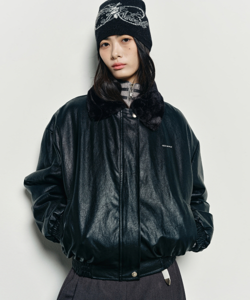 NICK&NICOLE(ニックアンドニコール)の「NICOLE FUR LEATHER MUSTANG_BLACK(ムートンコート・レディース・ブラック・FREE)」の3枚目の写真
